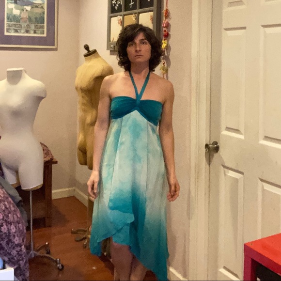 Vintage ‘90’s Y2K Bebe Halter Empire Waist Silk Midi Dress - Picture 3 of 7